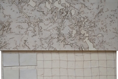 Ostraka, composizione, acrilico, creta, corda, collage su tela, cm.70x60 - 2018